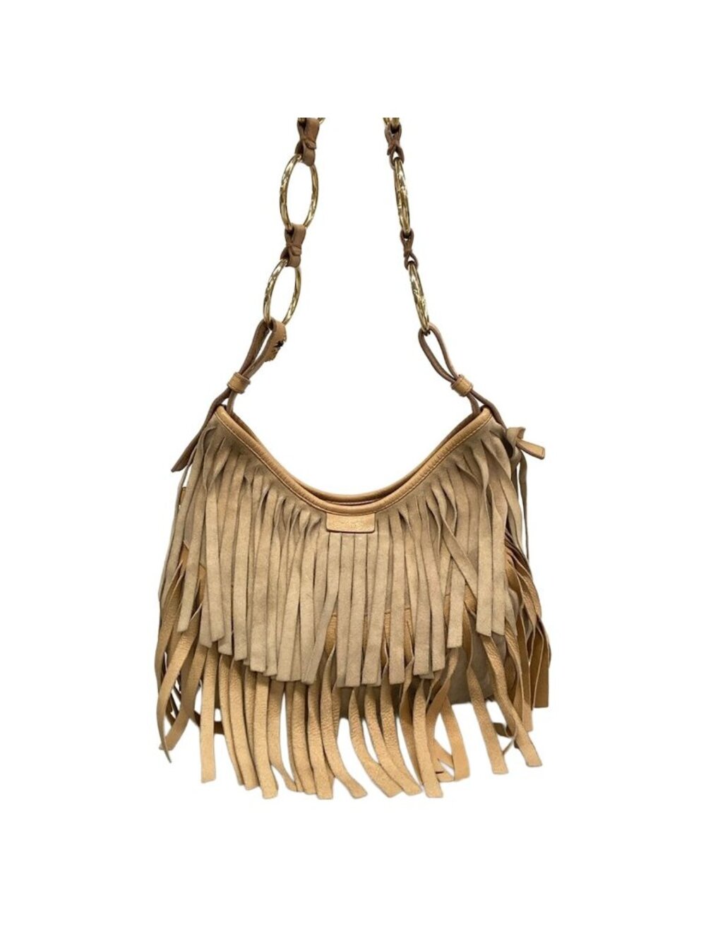 ★SOLD★ Saint Laurent Rive Gauche Shoulder Bag Boheme Beige Fringe Leather - Picture 3 of 15